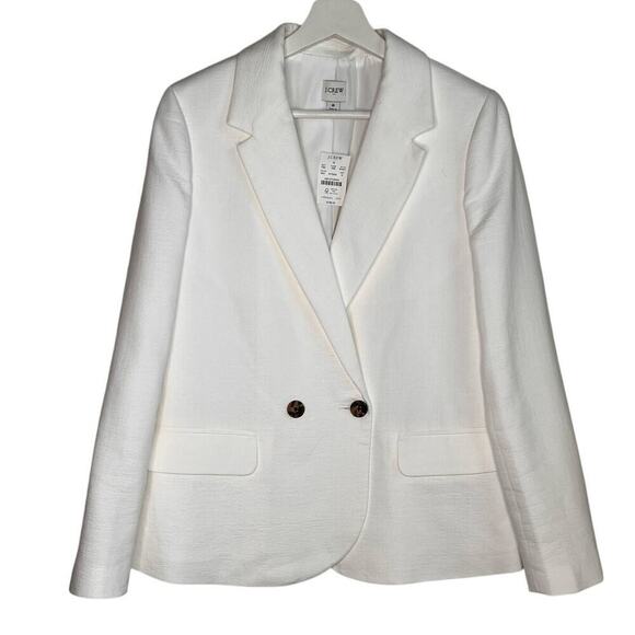 J. Crew Cotton/Linen Blend Double Breasted Textured Blazer White Women's Size 8 - Picture 3 of 10